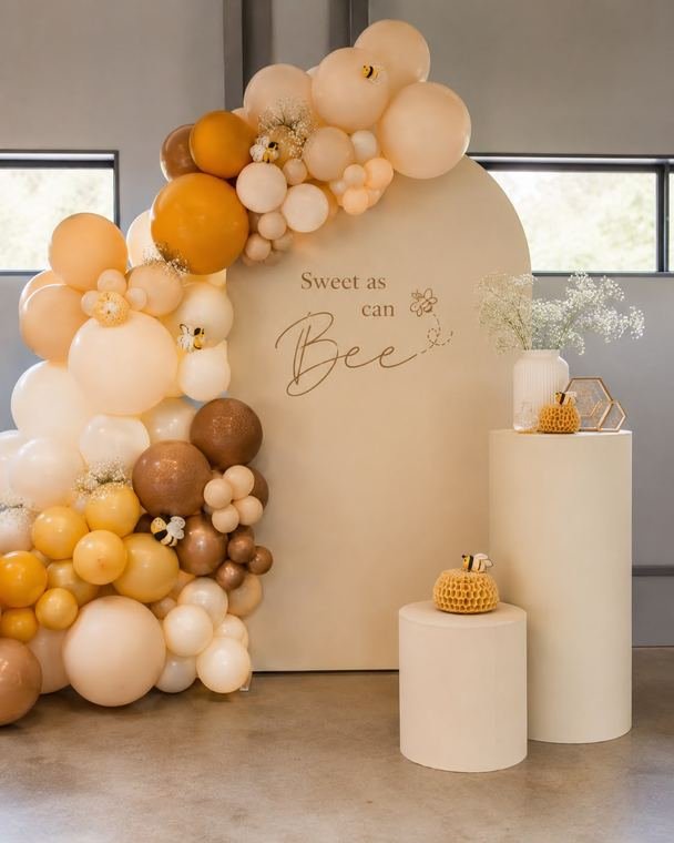 Sweet as can Bee honey themed arch backdrop